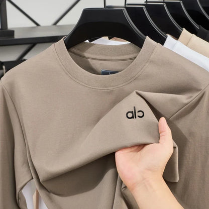 Fashionable Spring and Autumn New Comfortable Round Neck T-shirt High End Men's Bestselling Letter Embroidered Long Sleeve Top