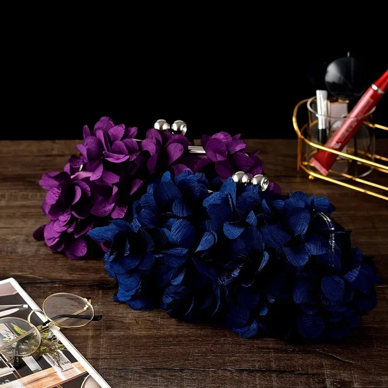 Wedding Dress Bag 8 Colors White Bride Clutches Ladies Blue Party Handbag Woman Purple Evening Flower Bags Floral Wedding Clutch