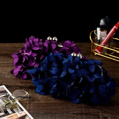 Wedding Dress Bag 8 Colors White Bride Clutches Ladies Blue Party Handbag Woman Purple Evening Flower Bags Floral Wedding Clutch