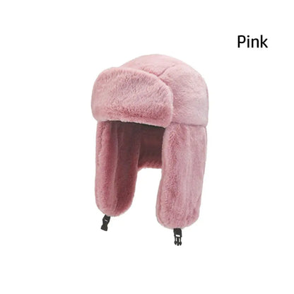 Women Men Thick Plush Windproof Winter Hat Russian Ushanka Snow Caps Bomber Hat