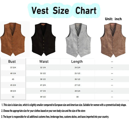 Plus Size Men's Suit Vest V-neck vest Slim Fit Casual Formal Business Dress Groomsman Outfit Retro New Waistcoat