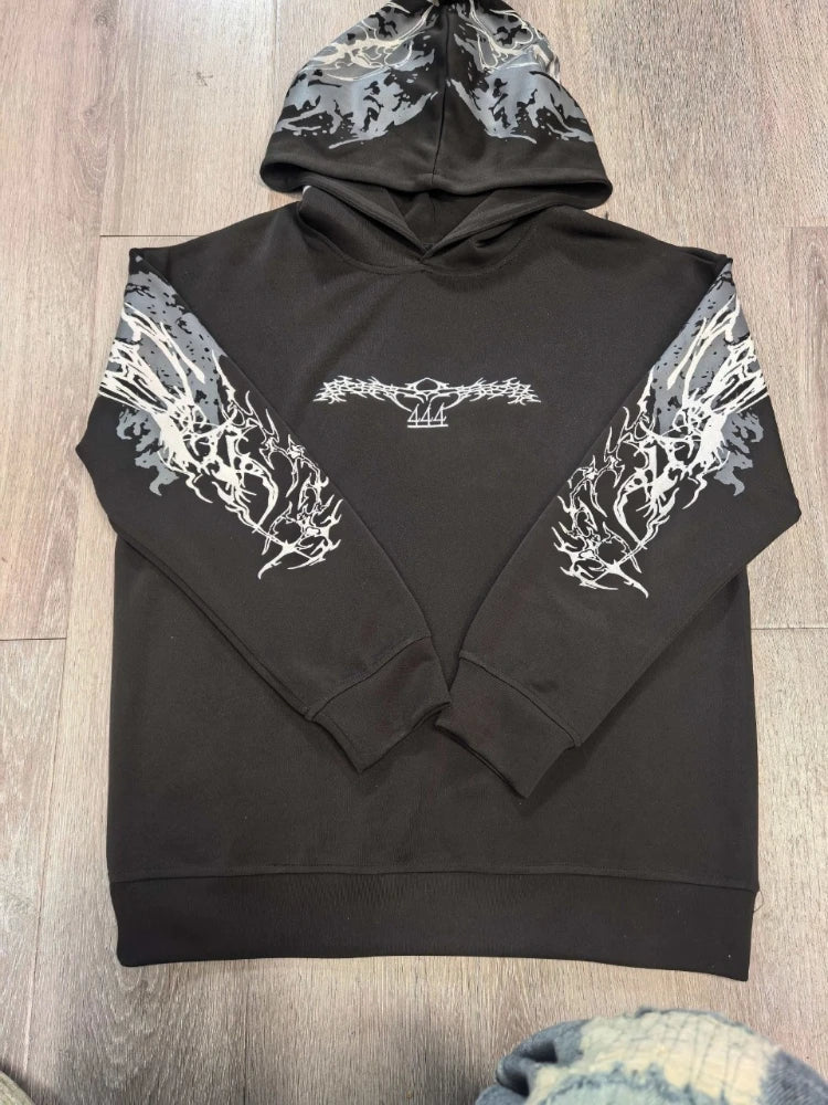 Mens Hoodie Harajuku Y2K Streetwear Lightning Graphic Print Zip Up Hooded Sweatshirt Gothic Punk Loose Fit Glow Unisex Fashion