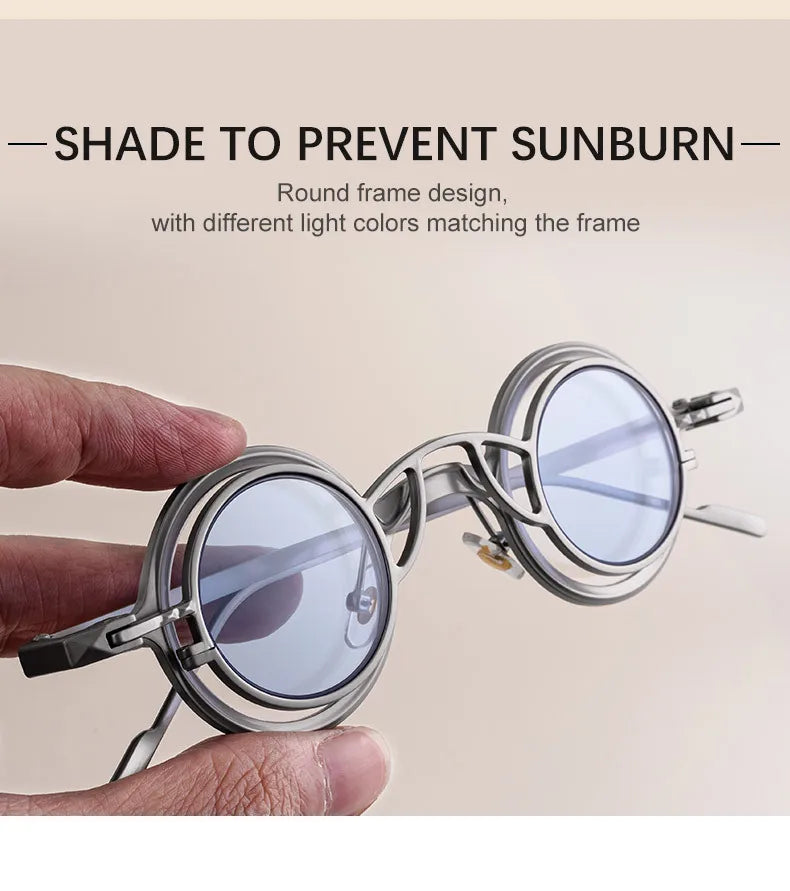 Steampunk Sunglasses For Men Metal Frame Vintage Retro Round Fashion Glasses Punk Dropshipping Gafas De Sol Lunette De Soleil
