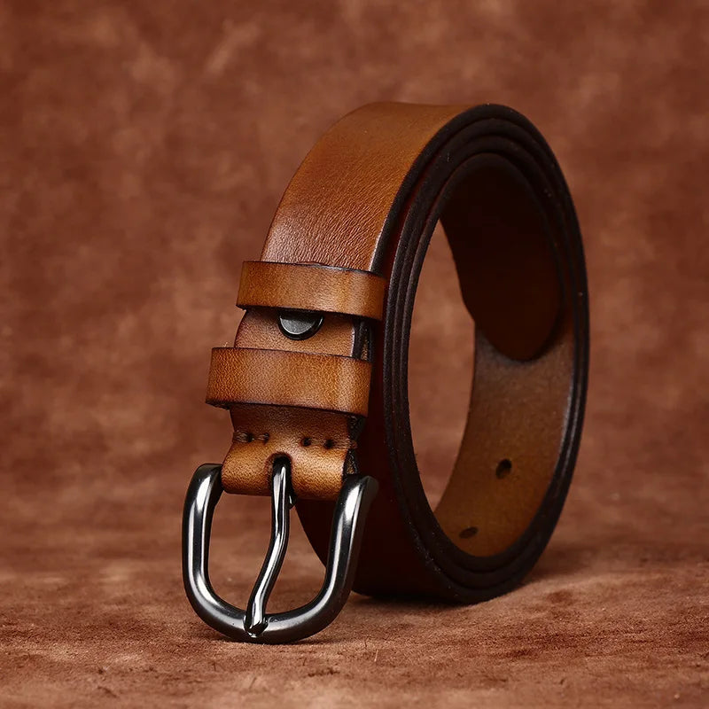2.8CM Pure Cowhide Genuine Leather for Men's Women High Quality Jeans Needle Buckle Belts Cowboy Fashion Designer Matching Belt