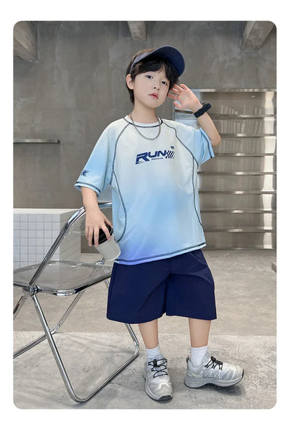 Kids Boy Summer Set Quick-drying T-shirt Shorts Clothing Set New Casual Child Sportswear 2 Pieces Outfit 5 6 7 8 9 10 11 12 14 Y