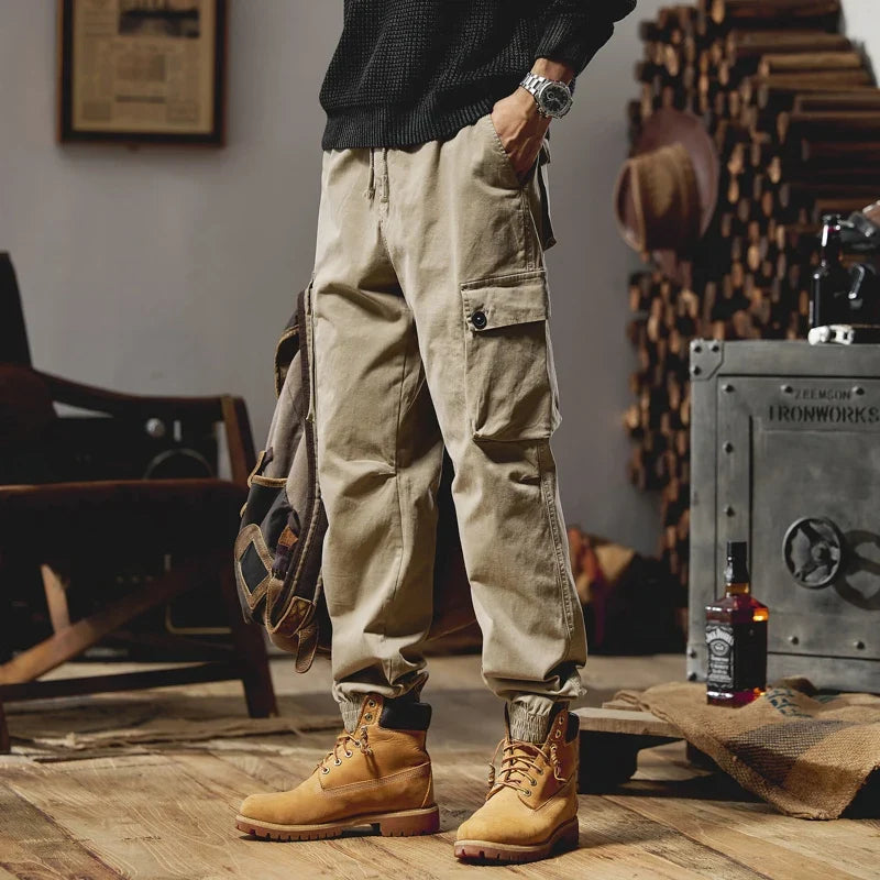 Joggers Cargo Pants Mens Casual Hip Hop Multi-Pocket Male Trousers Sweatpants Streetwear Techwear Tactical Khaki Pants BLW9106