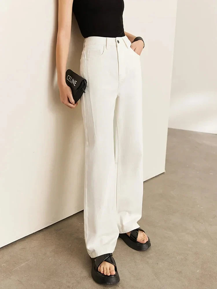 Minimalism Women Jeans 2025 Autumn Vintage Denim Pants Loose Wide Leg Pants Woman Casual Pants Female Trousers 12551002