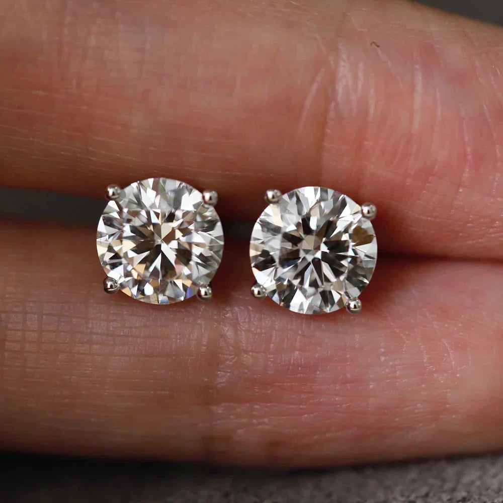 0.5-5carat Round brilliant Cut Moissanite Chain Earrings for Women Solitaire Lab Diamond Stud/Drop Earring 925 Silver with GRA
