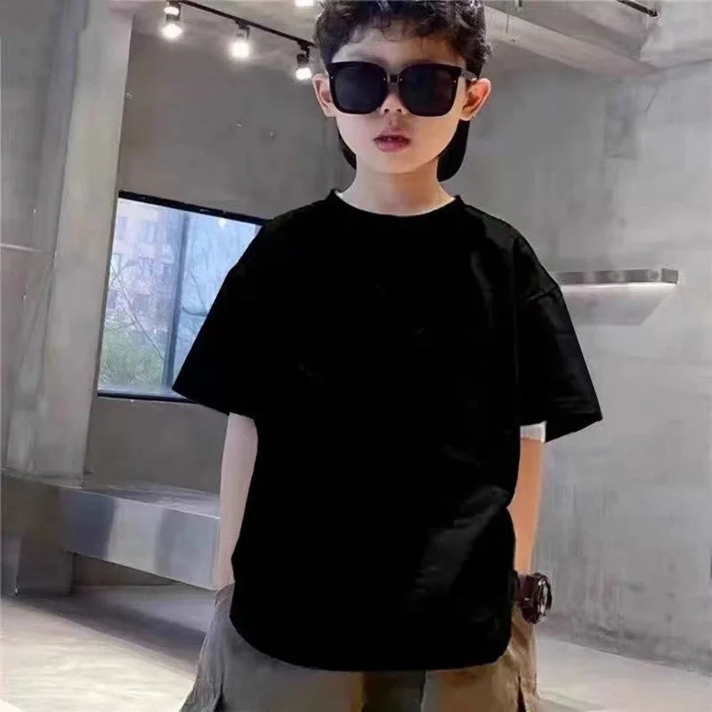 2026 Summer Kids White T-shirt+Shorts Two-Piece Set Idol Print Boys Girls Toddler3-12Yrs Sports Casual Brand Clothes