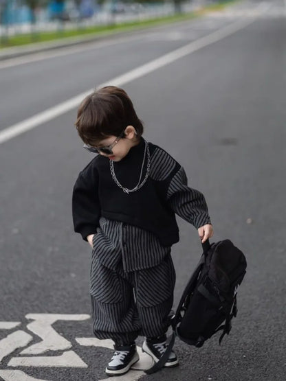 Fleece-Lined Hoodies Set Kids Clothes Boys Children's Suit for Boy Boy´s Clothing Winter 8 10 Year Old Sets Outdoor Top Bottom