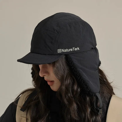 High Quality Unisex Winter Letter Printed Lei Feng Cap Fleece Lined Warm Outdoor Skiing Flight Hat Ear Protection Russian Hat