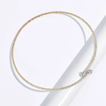 Heart Moissanite Collar Choker Necklace for Women 925 Sterling Silver Simple Open Collar Necklaces Jewelry Accessories