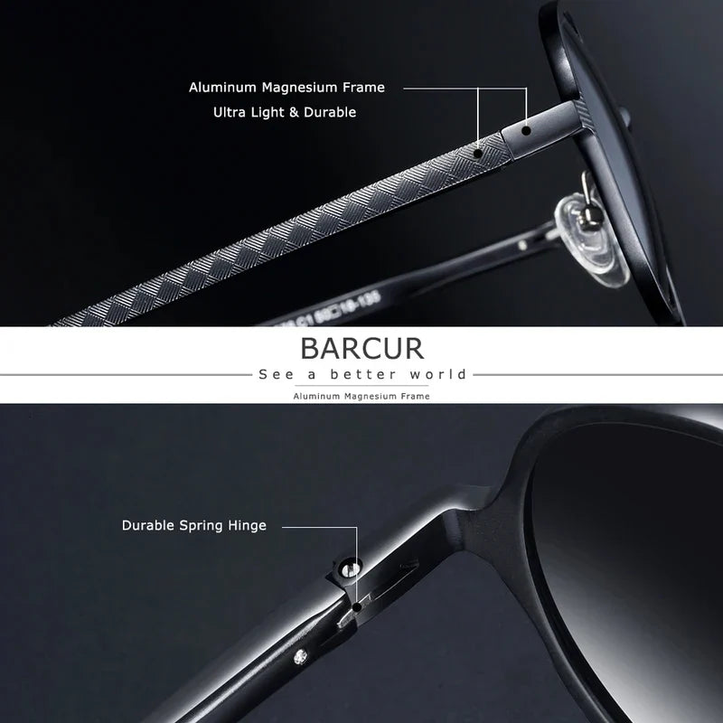 Vintage Aluminum Magnesium Sun Glasses Men Polarized Driving Sunglasses Round Steampunk Shades Brand Designer Eyewear
