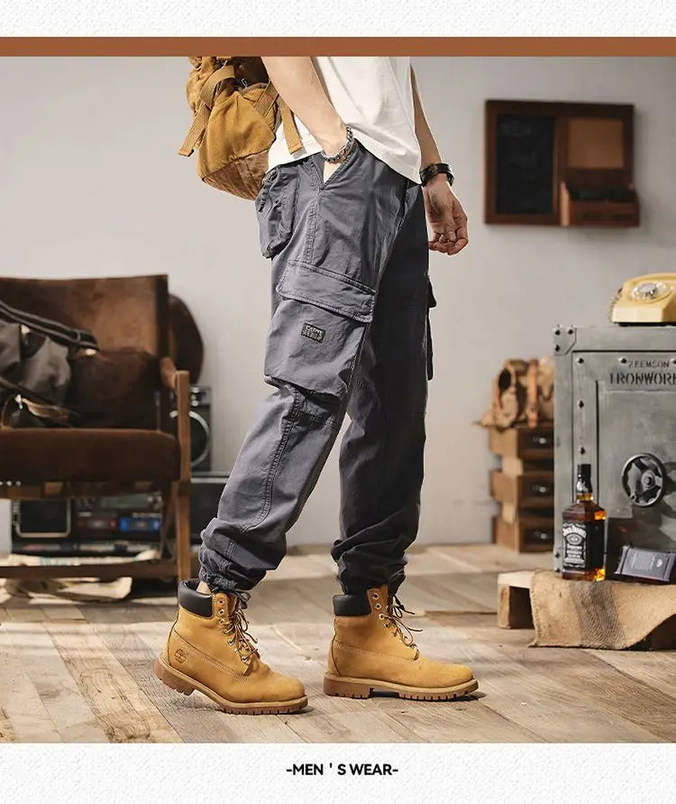 Men Fashion Military Cargo Pants Regualr Straight Fit Cotton Camouflage Green Black Grey Color Trousers W9202