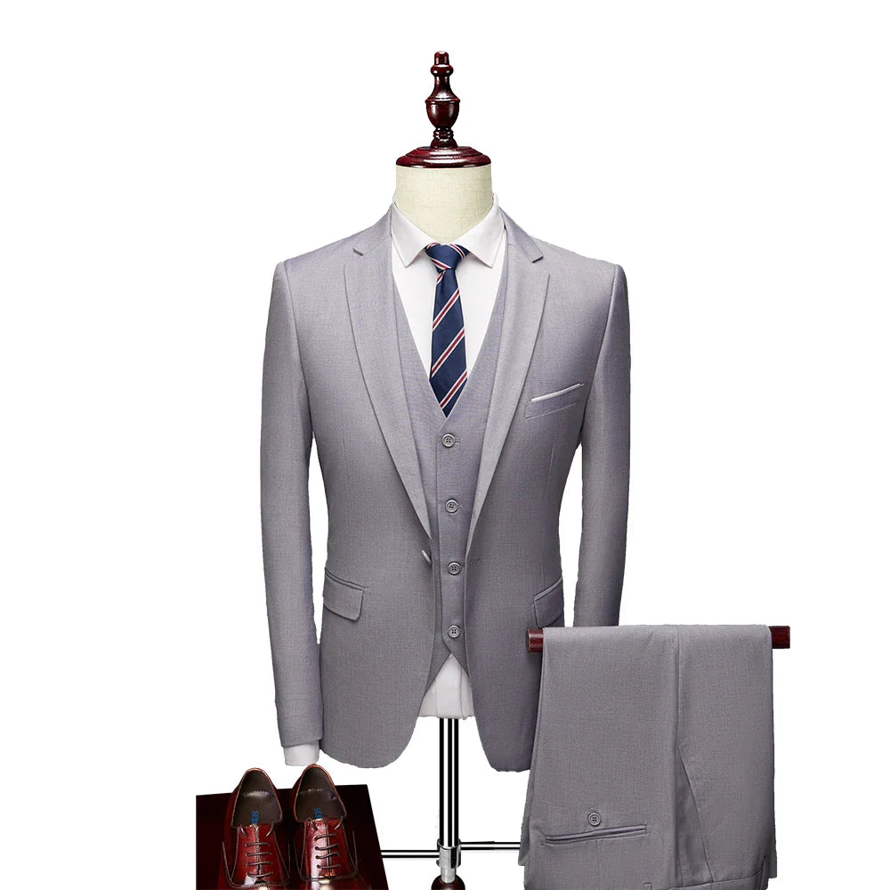 2026 New Men's Suit 3-Pieces Set (Jacket+Pants+Vest) Wedding/Party/Office Coat and Vests Trousers, Asian Sizes M-5XL 6XL.
