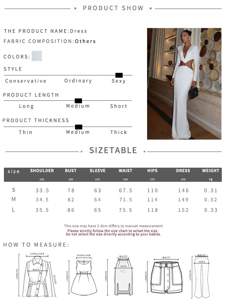 Sexy Waistless Long Dress Women Ruched Deep V-Neck Full Sleeve Metal Buckle Patchwork Prom Party Elegant Clothing