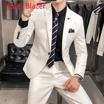 25 Colors 1 Pcs Blazer No Pants S-7XL New Wedding Dress Formal Business Slim Mens Suit Jacket Plaid Striped Solid Color