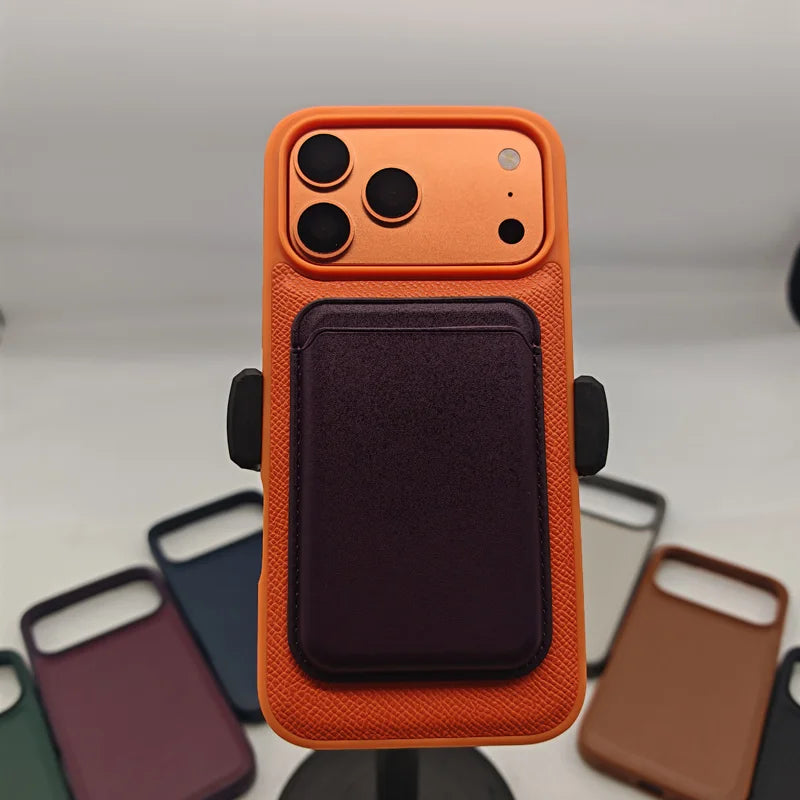 Ultra Thin Epsom PU Leather Magnetic Phone Case Non-Slip Grip Anti Fingerprint Phone Cover for iPhone 17 Pro 17 Pro Max
