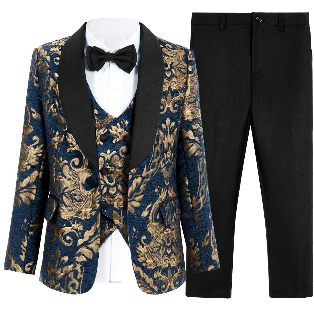 Multi-colors Boys Formal Suit Set 4 Pieces 3-14T Fast Delivery Kids Slim Fit Suits Wedding Ring Bearer Outfit Handsome Tuxedo