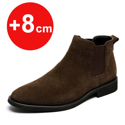 2026 Men Elevator Shoes Chelsea Boots 6cm 8cm Invisible Inner Increase Shoes Man Height Increasing Shoes Suede Leather Men Boots