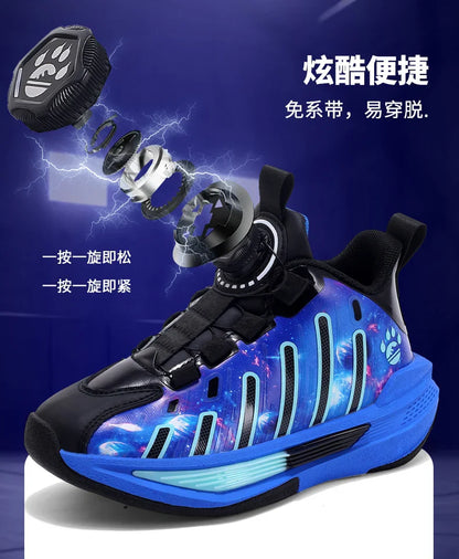 Children‘s Basketball Shoes Non-slip Breathable Basketball Training Sneakers Lace-up Boys Girls Sports Shoes Kids Athletic Shoes
