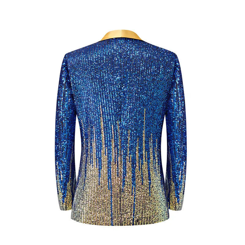 New Men's Luxury Sequin Suit Jacket Single Button Slim Fit Male Wedding Prom Party Bar KTV Stage Performance Dress Blazer