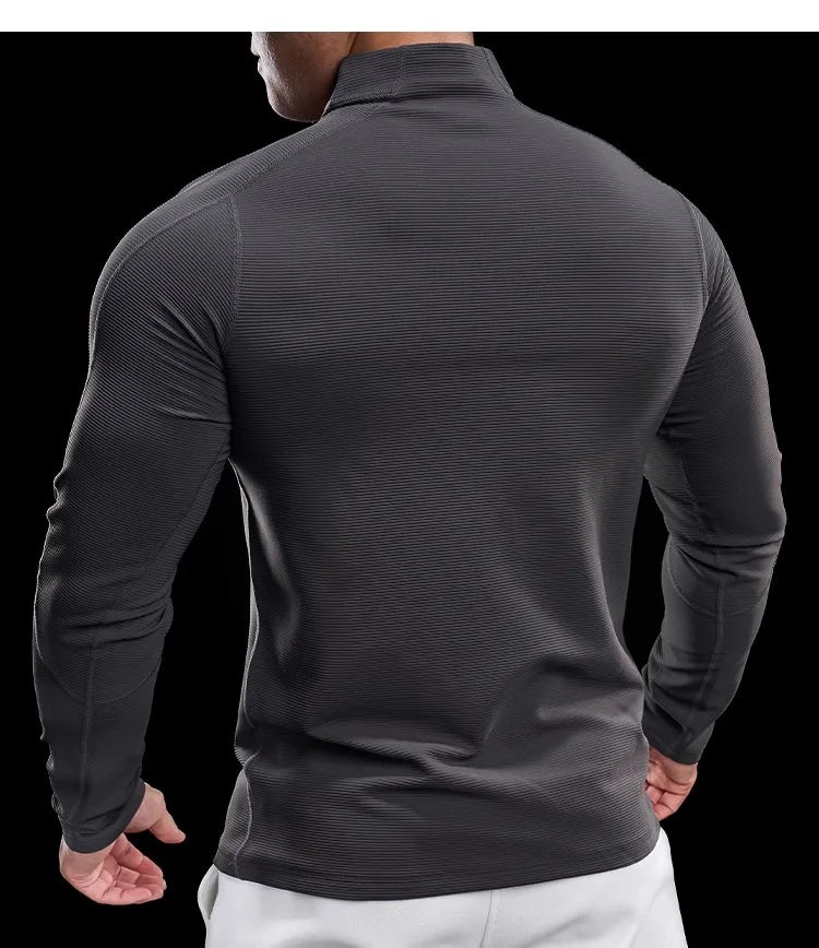 Autumn Sports Fitness Top Men Running Training Long-sleeved T-shirts Sweaters Stand-up Collar Quick-drying Breathable Clothes