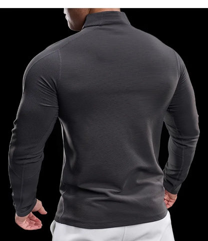 Autumn Sports Fitness Top Men Running Training Long-sleeved T-shirts Sweaters Stand-up Collar Quick-drying Breathable Clothes