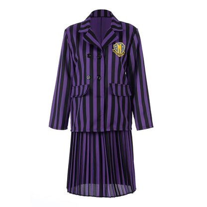 Girls Costumes Kids Black Striped Uniform Suit Birthday Party Halloween Cosplay Dresses For Kids