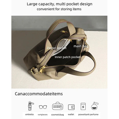 Women's Bag 2025 Trend Natural Cow Leather Bag Female Retro Cowhide Crossbody Bags Ladies Large Capacity Shoulder Bag Women