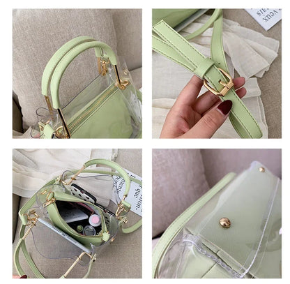 Fashion Transparent Women Shoulder Bag Jelly Candy Summer Beach Handbag for Female Messenger Bags Bolsa Totes Bucket Bag