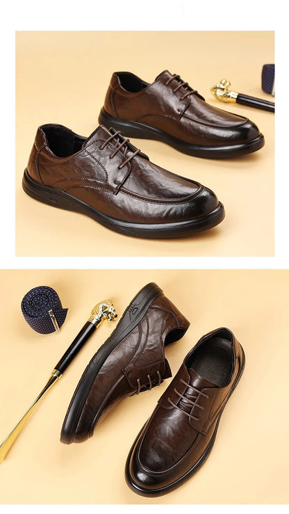 Spring Autumn New Business Casual Shoes for Men Solid Color Fashion Wedding Shoes Male Soft Sole Lace Designer Loafers Man