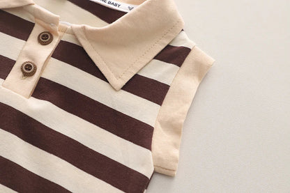 Baby Set Children's New Summer Sleeveless Striped Short-Sleeved Casual Wear Two-Piece Set for Boys