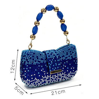 New Itlian Design Blue Color Rhinestone High Heel Shoe And Bag Fashion Style Pointed-Toe Shoes For COMFORT INCLUDED Women Shoes