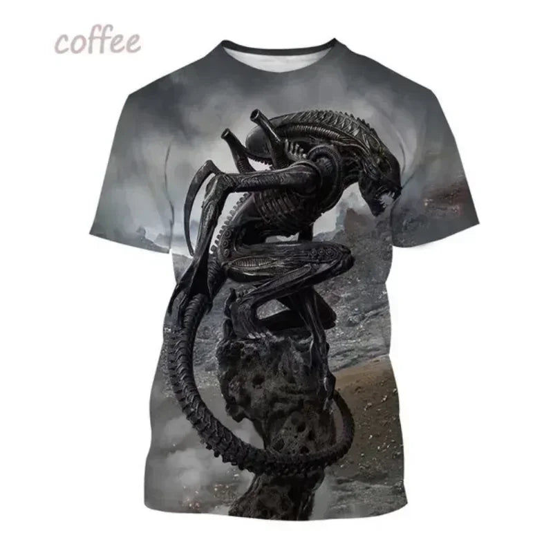 Fashion Men Clothing New Alien Creature 3D Print T-shirt Personalized Casual Oversized T Shirt Harajuku Street Unisex Tops Tees