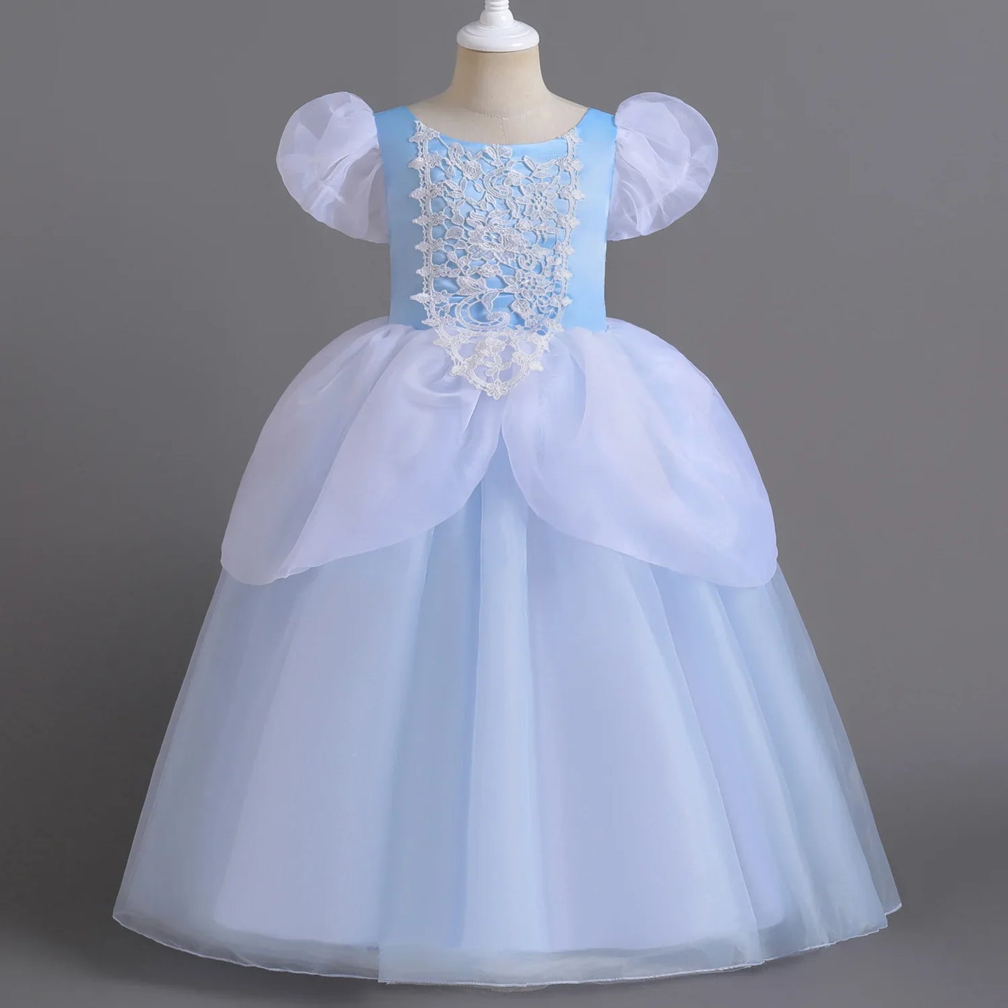 2026 Classic Cendrillon Costume Deluxe Lace Dress Birthday Party Role Play Princess Pretend Fairy Tale Grace Ball Gown for Kids