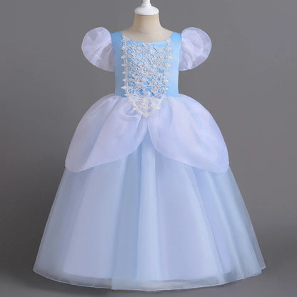 2026 Classic Cendrillon Costume Deluxe Lace Dress Birthday Party Role Play Princess Pretend Fairy Tale Grace Ball Gown for Kids