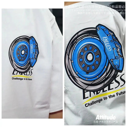 New JDM Modified Car Endless Brake T-shirt Breathable Sweat Absorption Short-sleeved Men's and Women's T-shirt Motorcycle Tee