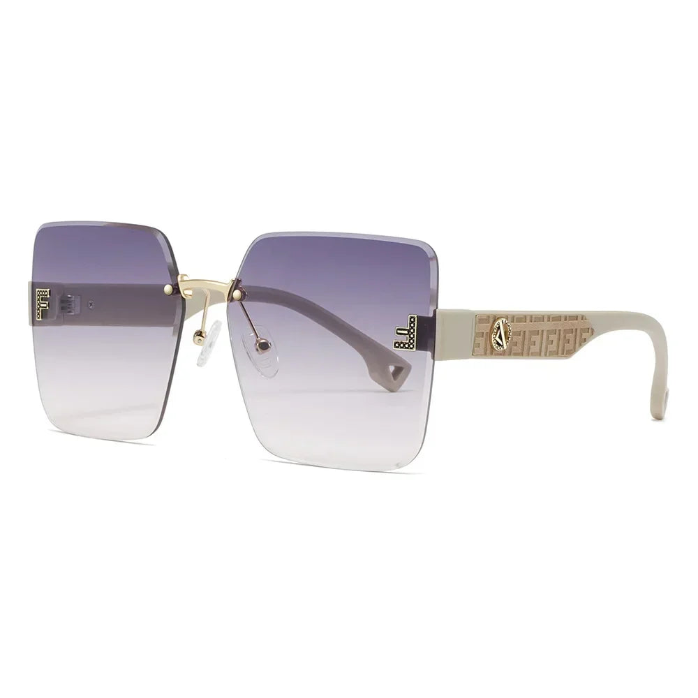 2025 New Fashion Gradient Sunglasses Women Square POLARIZED Ladies Sun Glasses Girls Rimless Vintage Luxury UV400 Gafas De Sol