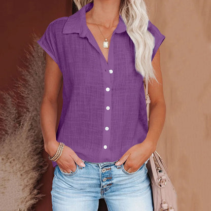 Summer Solid Cotton Linen Shirt Women's Clothing Casual Short Sleeve Tops Tee Ladies T-Shirts Blusas Thin Loose T Shirt Woman