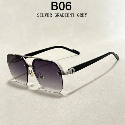 Semi-Rimless Sunglasses For Men Vacation Square Sunglasses Women Trendy Vintage Fashion Glasses Gafas De Sol Hombre Zonnebril