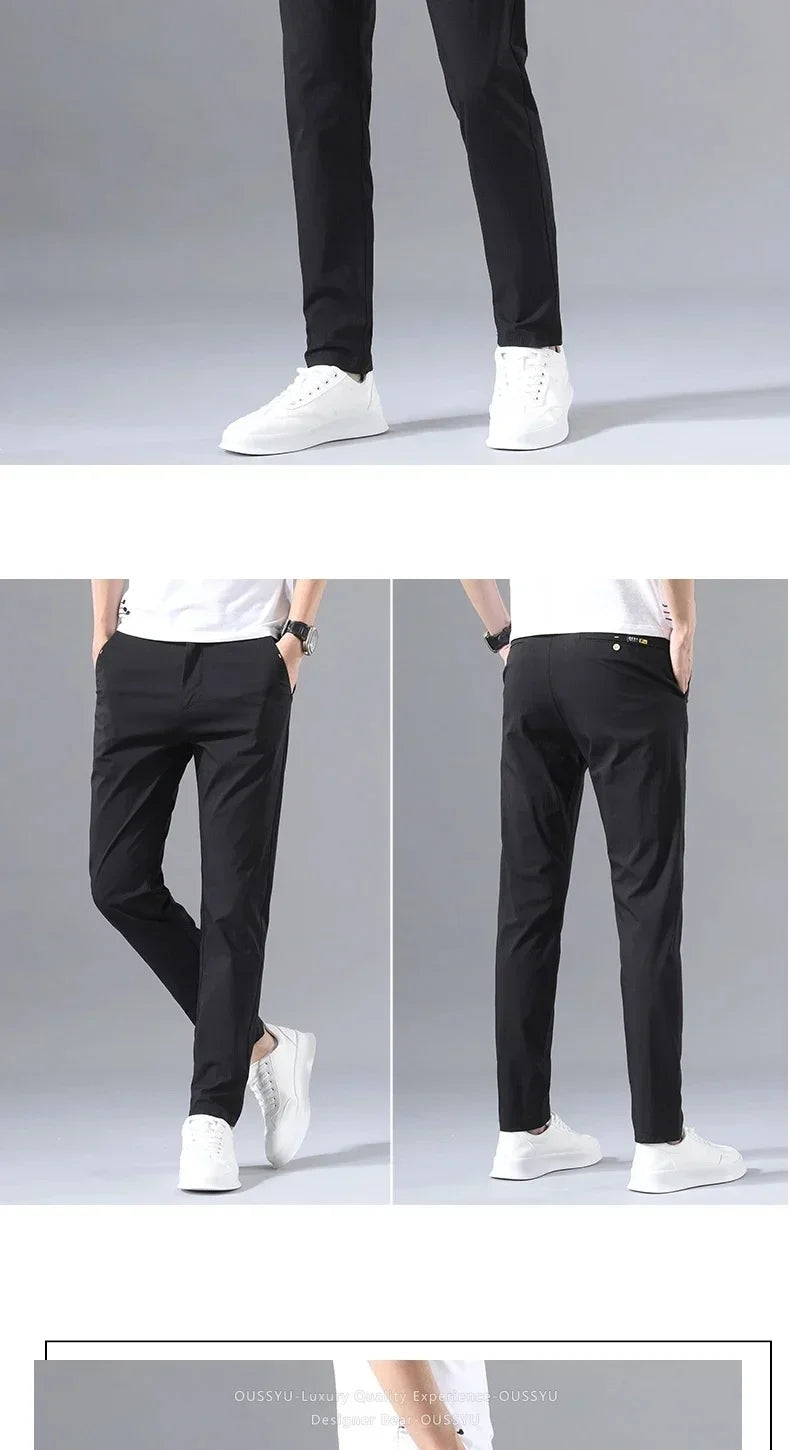 Summer Thin Slim Casual Pants Men Classic Business Cotton Stretch Golf Trousers Korean Male Clothing Work Khaki Chino Pants Man