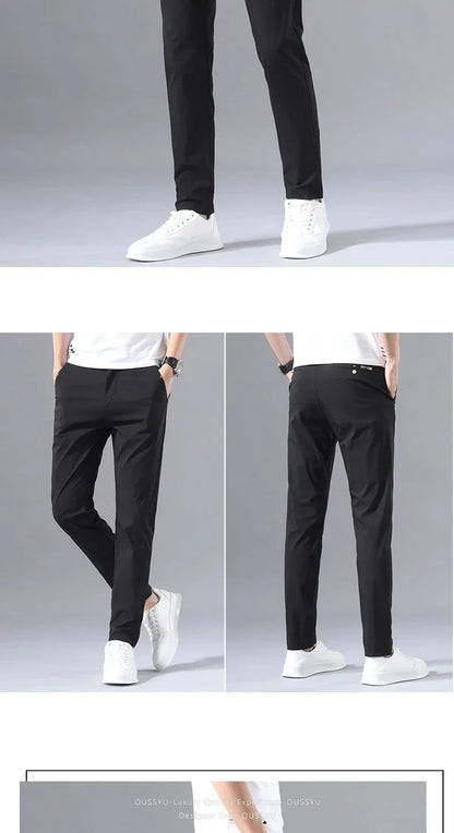 Summer Thin Slim Casual Pants Men Classic Business Cotton Stretch Golf Trousers Korean Male Clothing Work Khaki Chino Pants Man