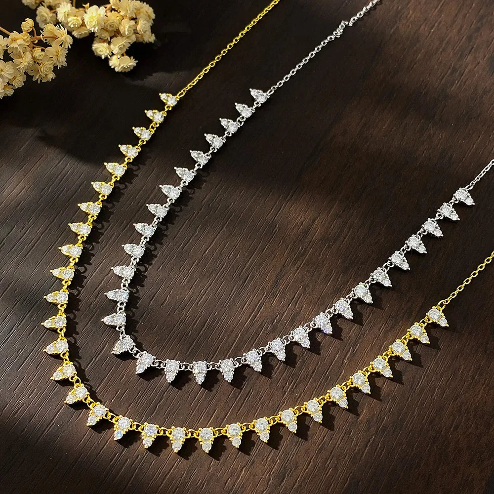 2mm/3mm D Color Moissanite Tennis Necklace s925 Sterling Silver 18inch Chain, Wedding Necklaces for Women Fine Jewelry
