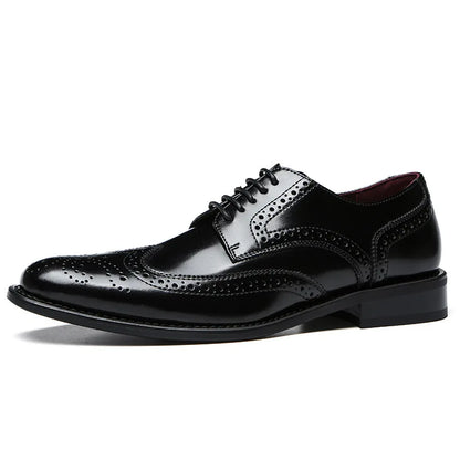 Top Quality Hard Cow Leather Pattern Men Formal Wedding Dress Shoes Pointed Toe Gentleman Men Brogues Oxfords New Spring