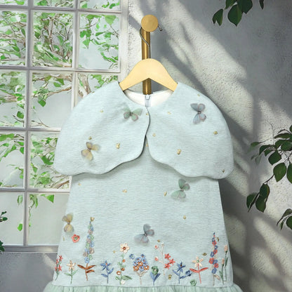 2026 Girls Elegant 3D Floral Bow Princess Gown Dress Children Formal Attire Vestido Costume Birthday Party Kids Clothing Pageant