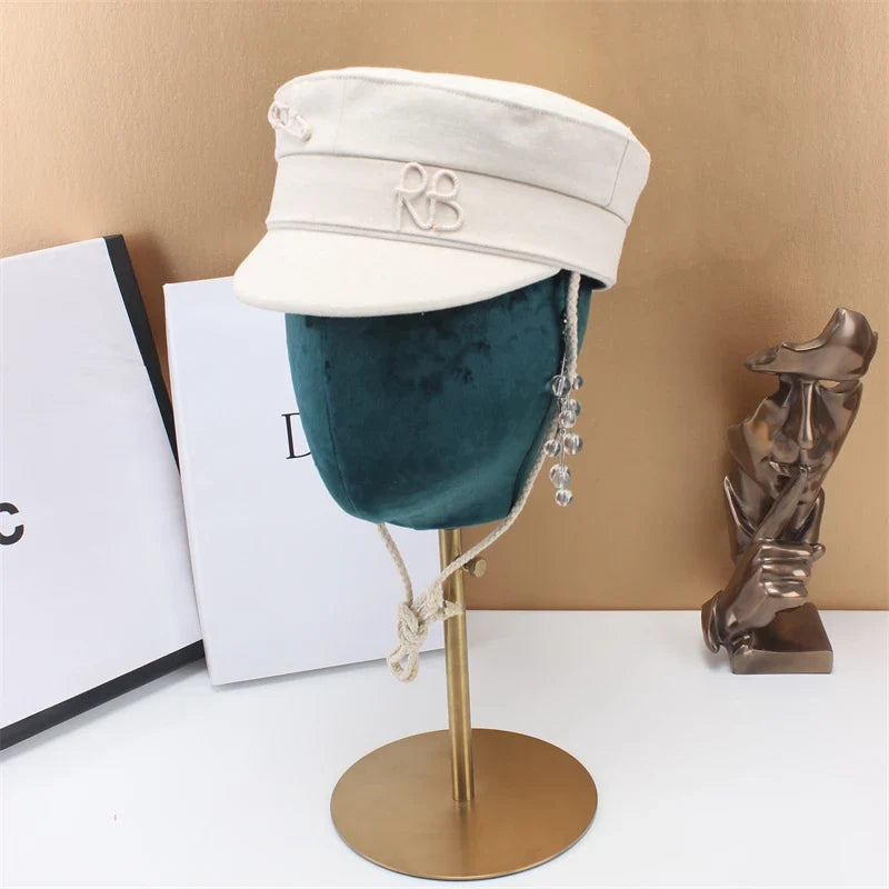 Brand Designer New Winter Embroidery Letter Baker Boy Straw Caps Purple Newsboy Caps Thick Warm Flat Cap Chapeau Homme