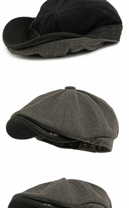 Beret Cap Men Women Autumn Winter Hat Thick Warm Artist Painter Wool Beret Hat Male Female Flat Octagonal Cap Mens Berets