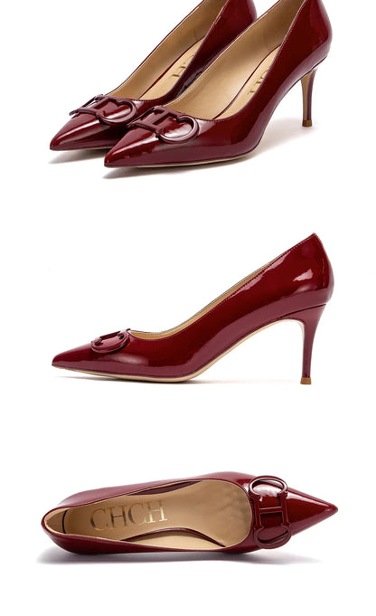 Women's High Heels New Lacquer Leather Women's Business Wedding Shoes 7cm