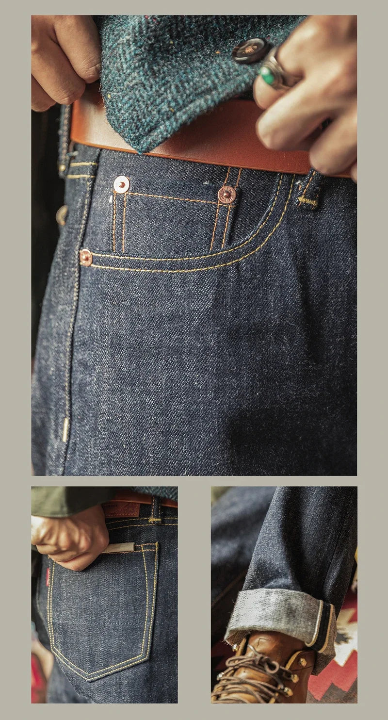 17oz SD-107 Slim Cut Jeans Selvdege Denim Men's Pants Straight Leg